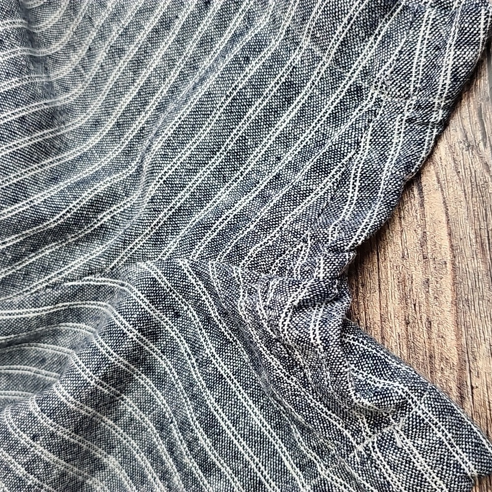 NWT TIME AND TRU NAVY STRIP RELAXED FIT PULL-ON LINEN SHORTS - Picture 6 of 11